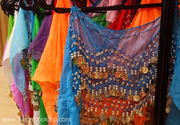 Bellydancing scarves are available for purchase on site. 