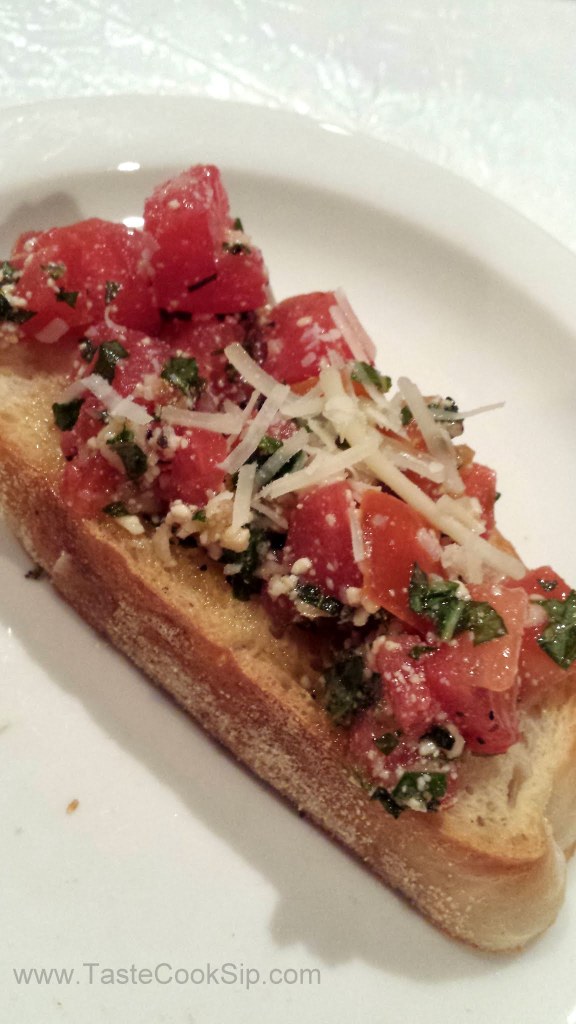 Ripe tomatoes are the star of the flavorful bruschetta