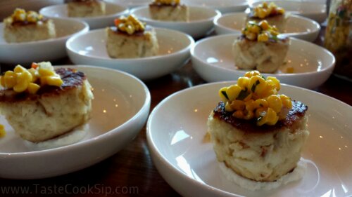 Hemingway’s “Cayo Hueso” Crab Cakes, served on top of local sweet corn coconut grits and were topped with a zesty corn salsa.